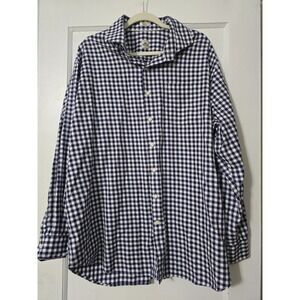 Peter Millar‎ 100% Cotton Shirt Men 2XL XXL Blue Plaid Button Up Long Sleeve